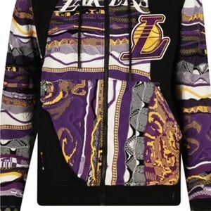 Coogi x Lakers Men’s Black and Purple hooded, zipped, sweater